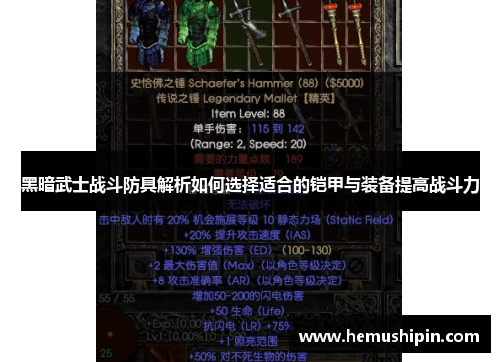 黑暗武士战斗防具解析如何选择适合的铠甲与装备提高战斗力